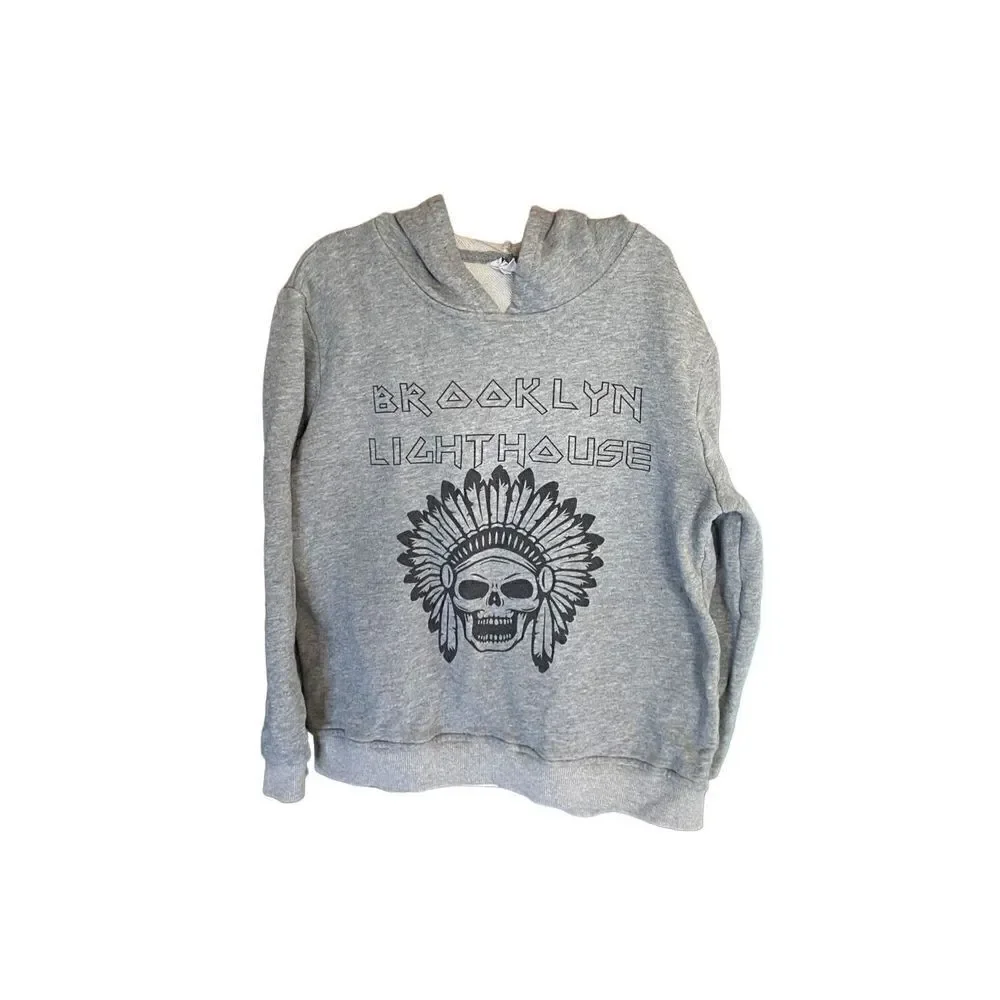 Brooklyn lighthouse boys, Indian skeleton gray hoodie, 7/8 ￼